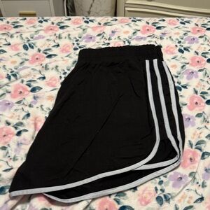 Women's Black Shorts with White Stripes